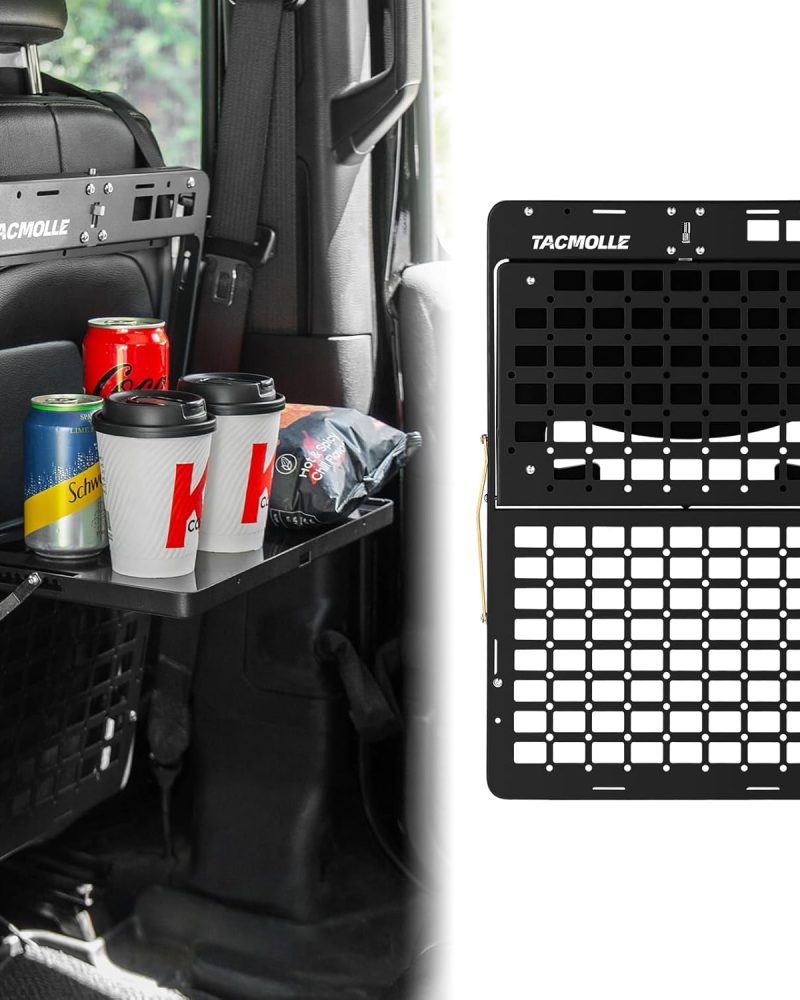 Tacmolle Tactical Seat Back Organizer with Tray & Steering Wheel Tray For Universal Model