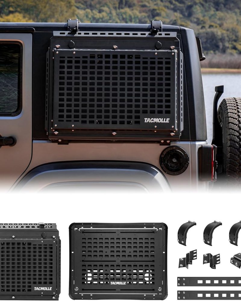 Tacmolle Rear Side Window Storage Box and Panel Set for Jeep Wrangler JK