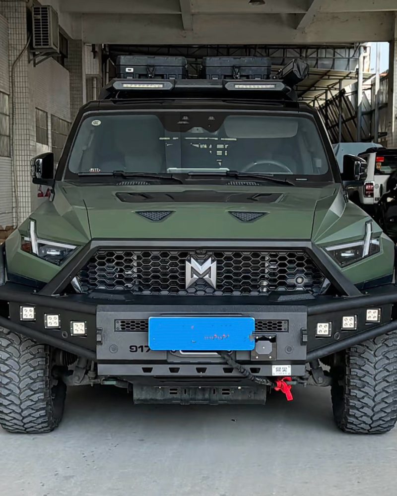 4X4 Off Road Modified Front Bumper With Light Manganese Steel Bull Bar Fender Protective Guard for Mengshi 917