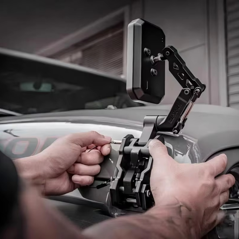 Awaken Hood Latch Kit, Hidden Anti-theft Hood Catch with Wide Angle Sand Blind Spot Mirror for Wrangler JL Gladiator