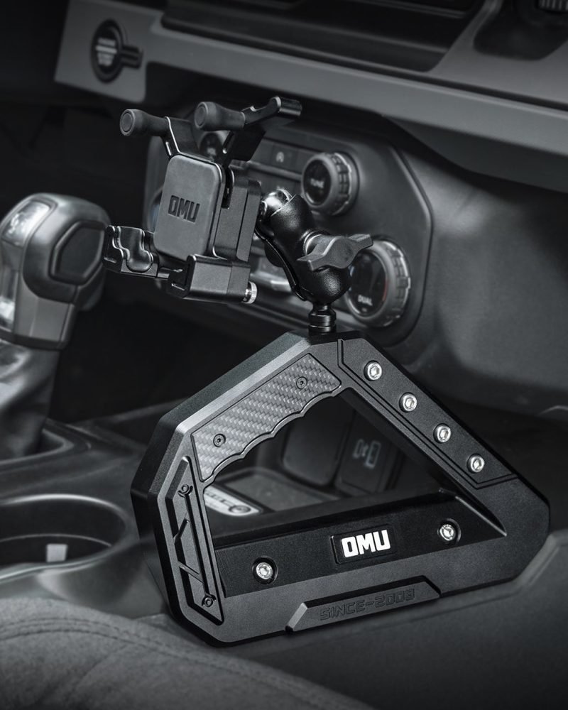 OMU Genesis Series Aluminum Center Console Grab Handle With Phone Holder For Ford Bronco