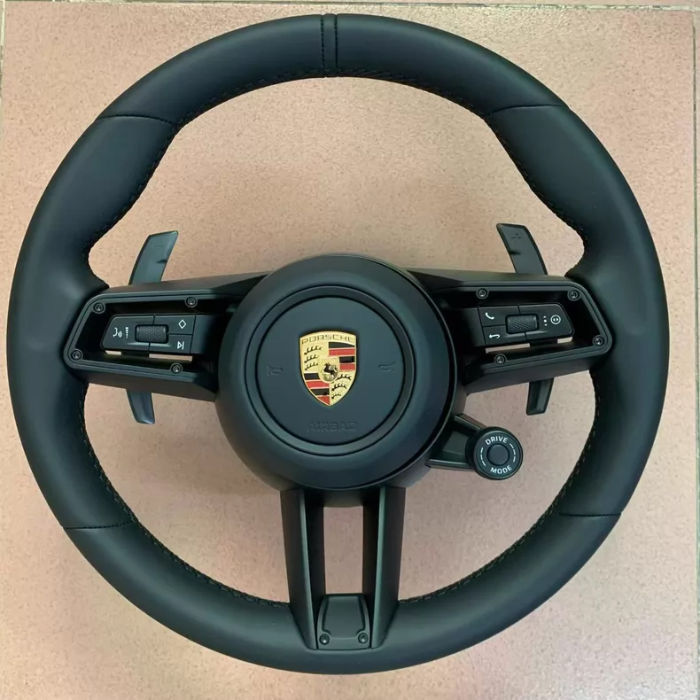 Full Wrap Genuine Leather Steering Wheel Special Interior Upgrade Replacement Parts for Porsche Cayenne 958