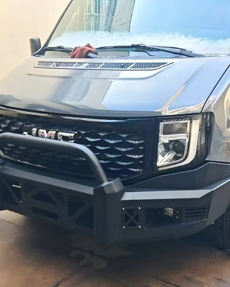 Heavy-Duty Carbon Steel Front Bull Bar Fit Transit, Offroad Front Bumper Protector, Damage-Free OEM Hole Installation