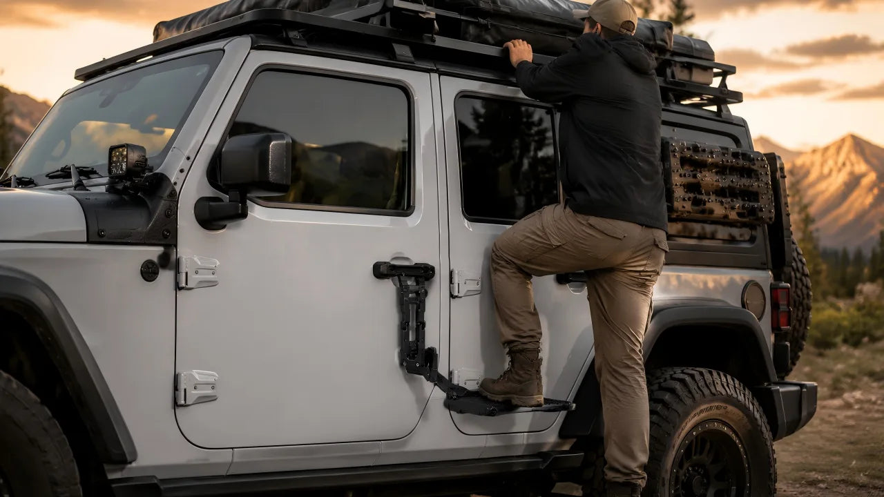 Jeep Door Hinge Step for Roof Rack Access | Maiker Auto