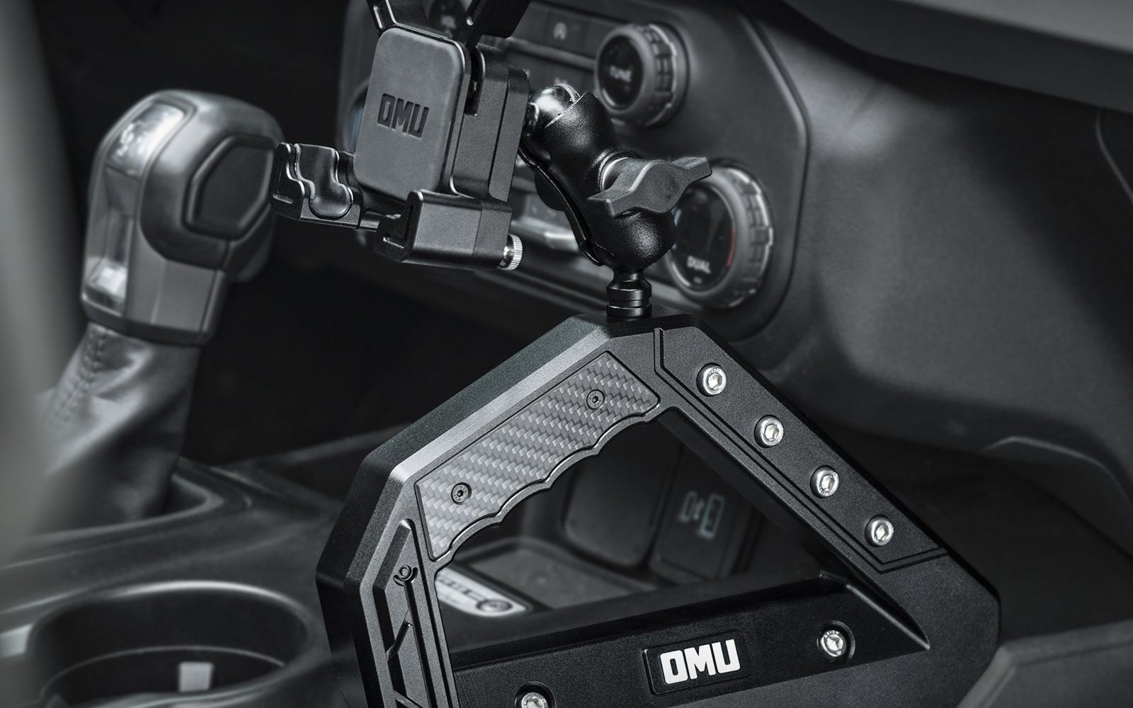 OMU Genesis Series Aluminum Center Console Grab Handle With Phone Hold