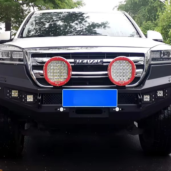 Matte Black Steel Anti-Impact Front Bumper + Chassis Fixed Rock Sliders Off-Road Armor Kit for 2020 H9 SUV