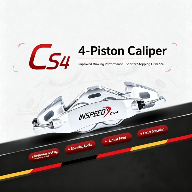 New CS4 4 Piston Big Brake Kit Front & Rear Caliper Set for Audi VW Golf GTI for Red/Yellow/Black/Silver