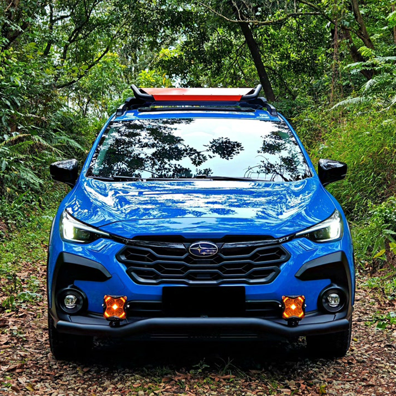 New Crosstrek Front Bumper Guard Black 304 Stainless Steel No Drill & Bolt-on Installation with Skid Plate & Light Mounts