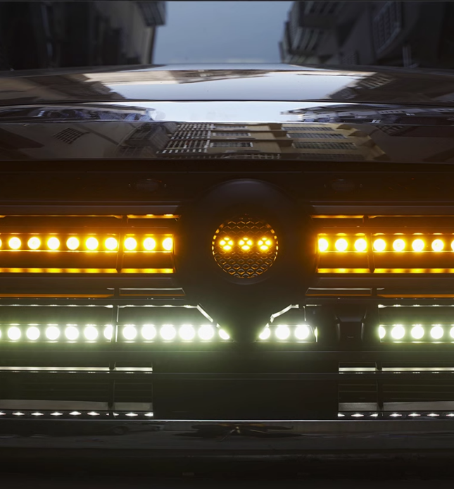 New Front Grille LED Long Strip Spotlights Yellow/White for POER Commercial Pickup Truck Off-road Modified ONE YEAR