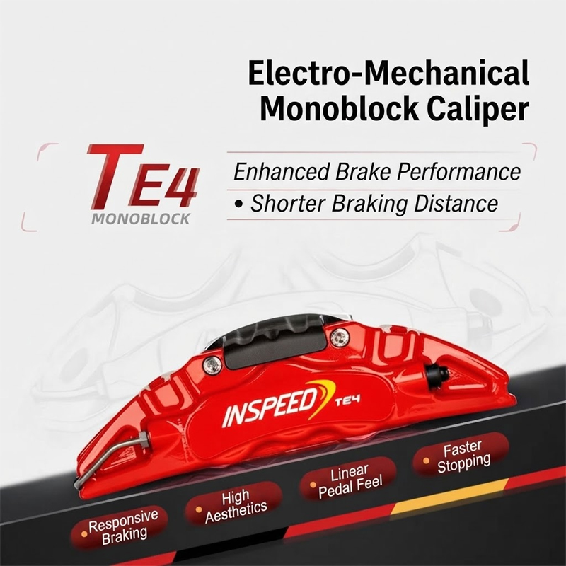 TE4 Electromechanical Integrated 4-Piston Rear Wheel Brake Caliper Kit New Electronic Parking Brake Caliper for Retrofit/Upgrade