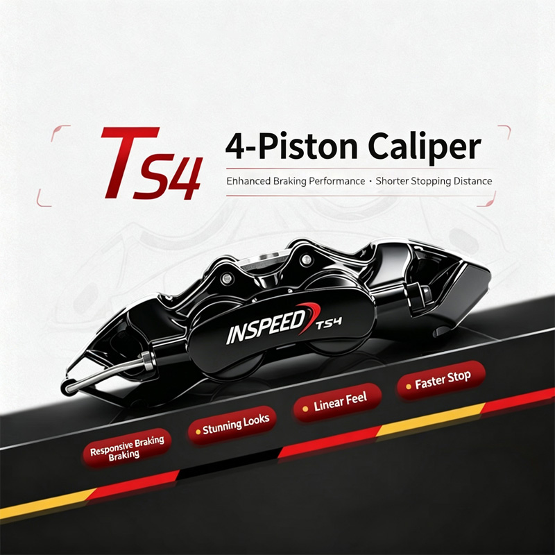 TS4 4-Piston Brake Caliper Kit for VW Golf Audi A3 Honda Civic Accord Red Yellow Black Silver