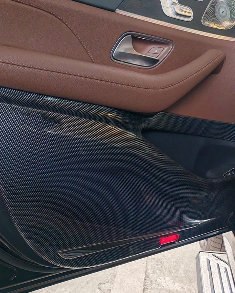Upgraded ABS Carbon Fiber Texture Coated Car Door Anti-Kick Pad Scratch-Resistant&Wear-Resistant Custom Fit Interior Protection